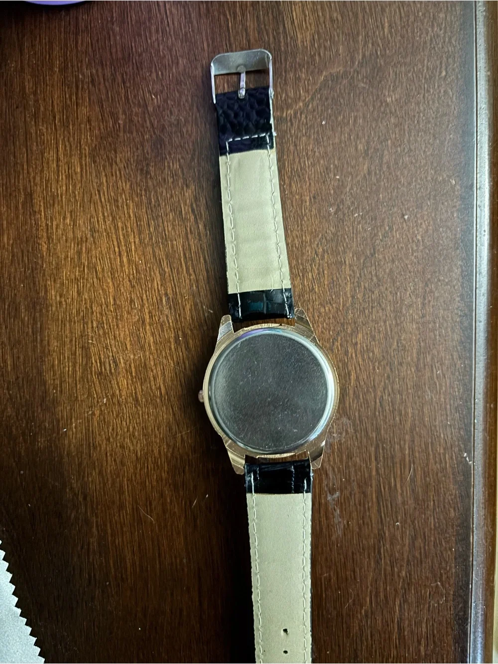 Women's Black Strap Butterfly Dial Watch with Crystal Bezel